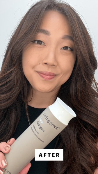 Allure contributing commerce writer Christa Joanna Lee after using the Living Proof No Frizz Shampoo